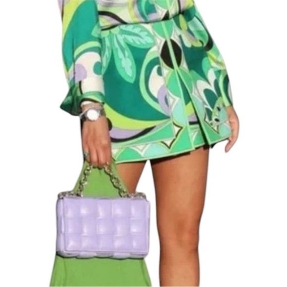 Zara Multi Green Patterned Women's A-Line Mini Skirt - Picture 8 of 9